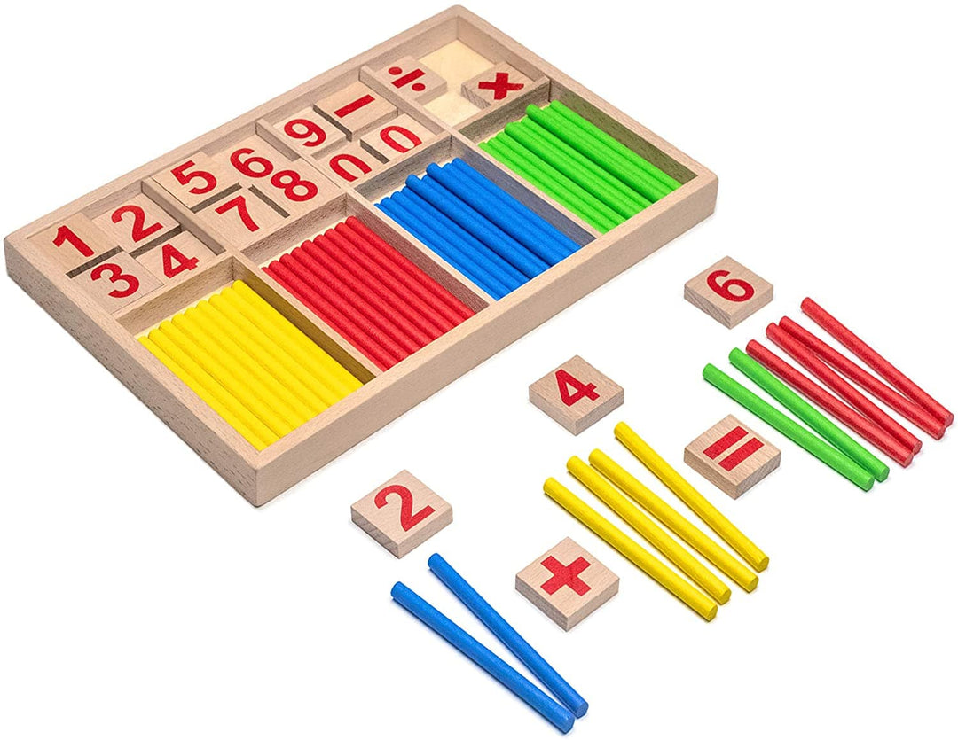 Natureich Montessori Mathe Spielzeug Material aus Holz Einmaleins Spiel zum Zahlen 1x1 Addition Lernen Rechenhilfe für Jungen & Mädchen 1. Klasse - Natureich