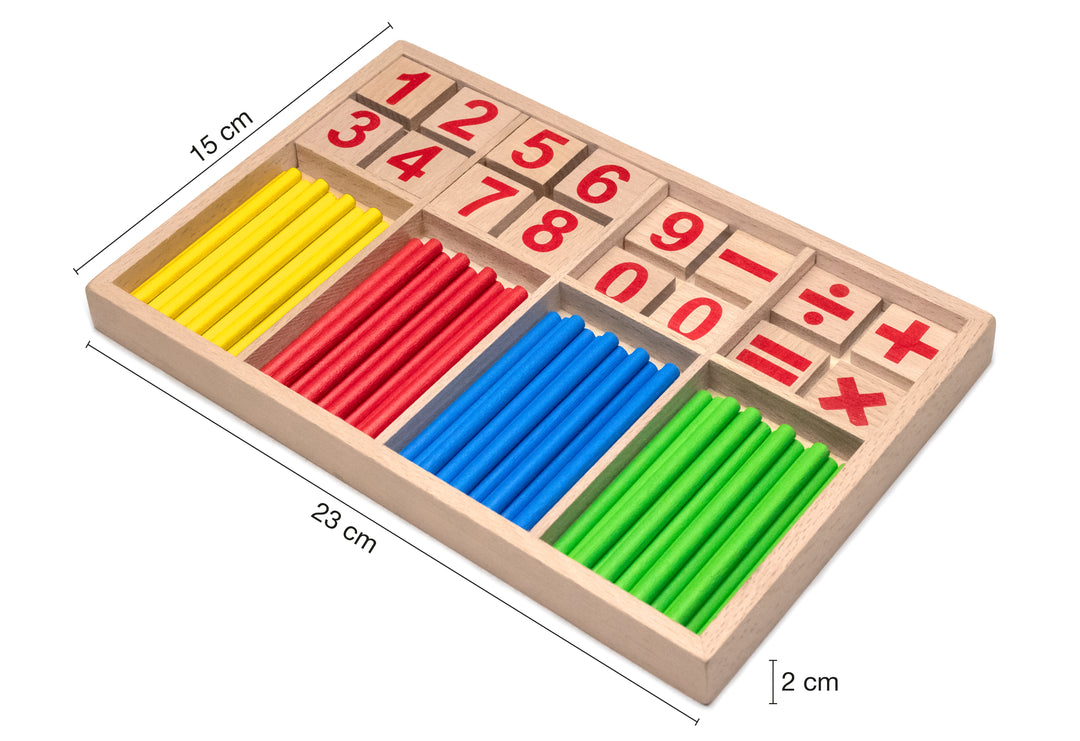 Natureich Montessori maths toy wooden metal box for storing numbers learning rulers colorful from 3 years for early motor skills development