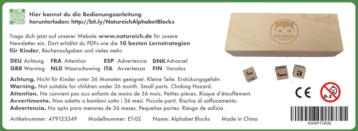 Sprachlernbündel: Alphabet-Blöcke aus Holz + Wimmelbuch