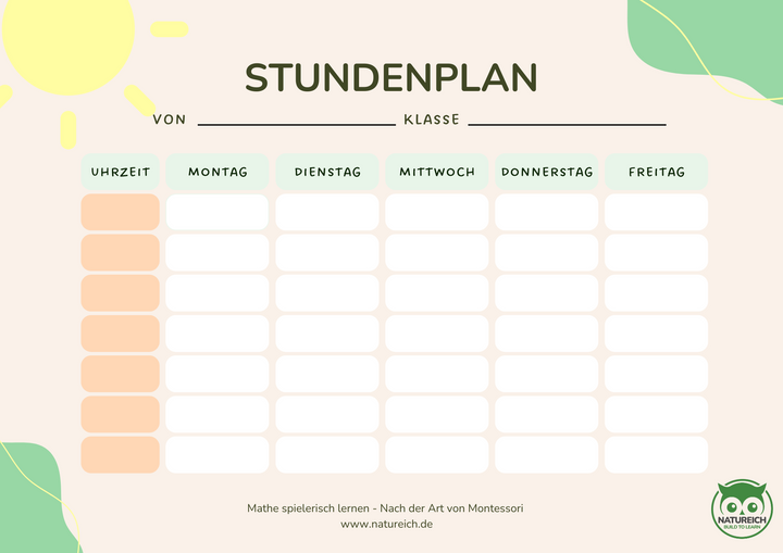 Kostenlose Stundenpläne zum digitalen Download