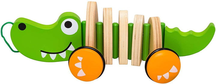 Natureich Kroko – Nachziehspielzeug aus Holz / Holztier Nachziehtier Krokodil / Dackel für Kinder ab 36 Monate - Natureich