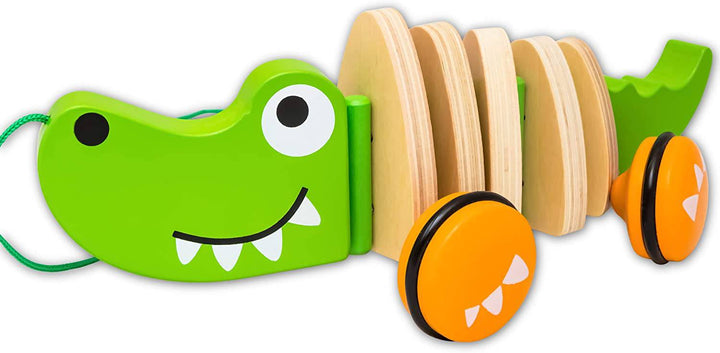 Natureich Kroko – Nachziehspielzeug aus Holz / Holztier Nachziehtier Krokodil / Dackel für Kinder ab 36 Monate - Natureich